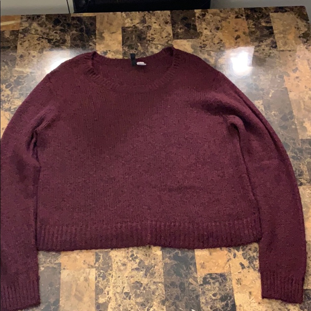 H&M purple/ Maroon crop Scoop Neck Sweater